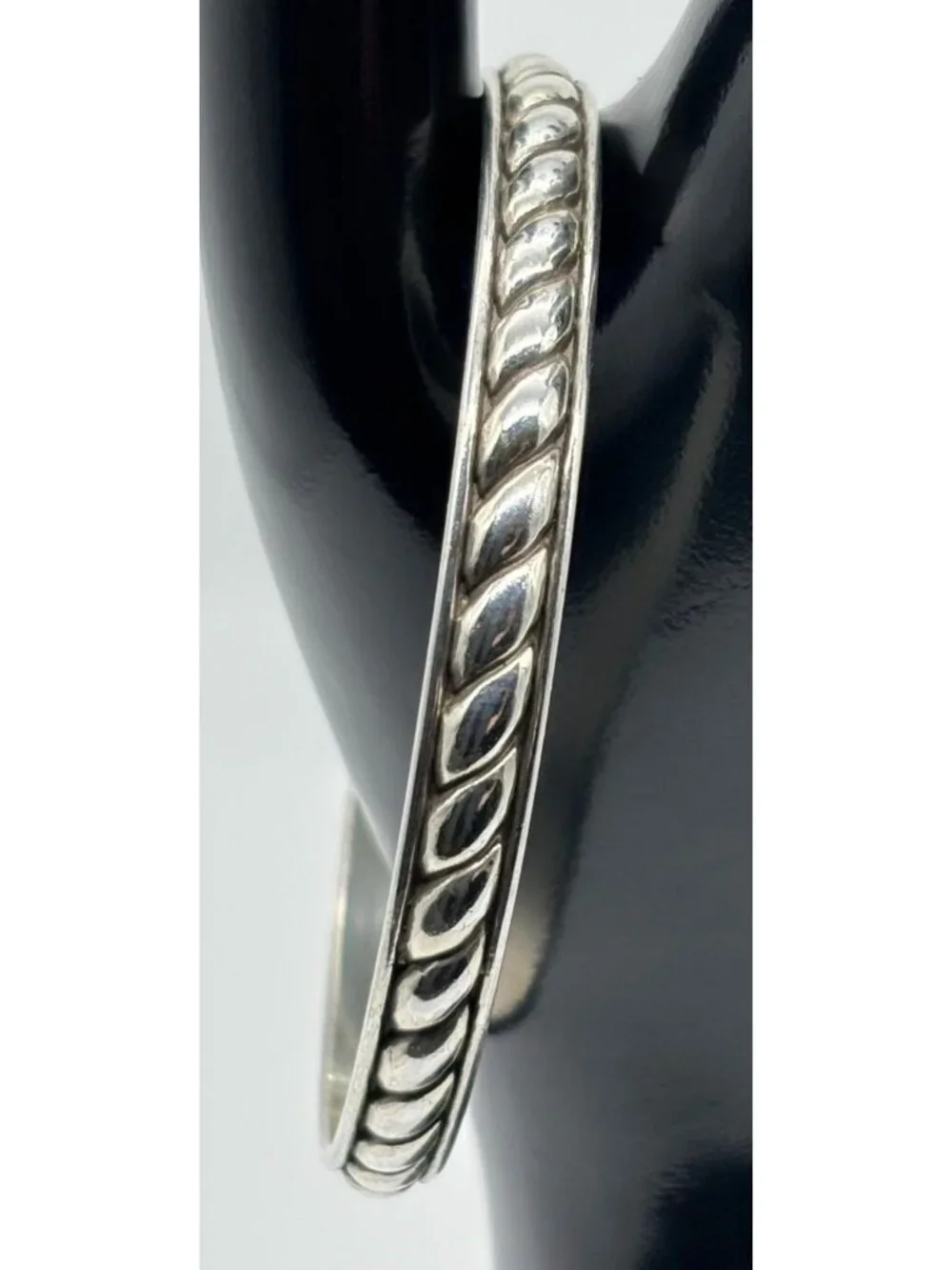 Brighton Southwest Dream Plaza Bangle Bracelet in Silver Plate Twisted Flat Rope